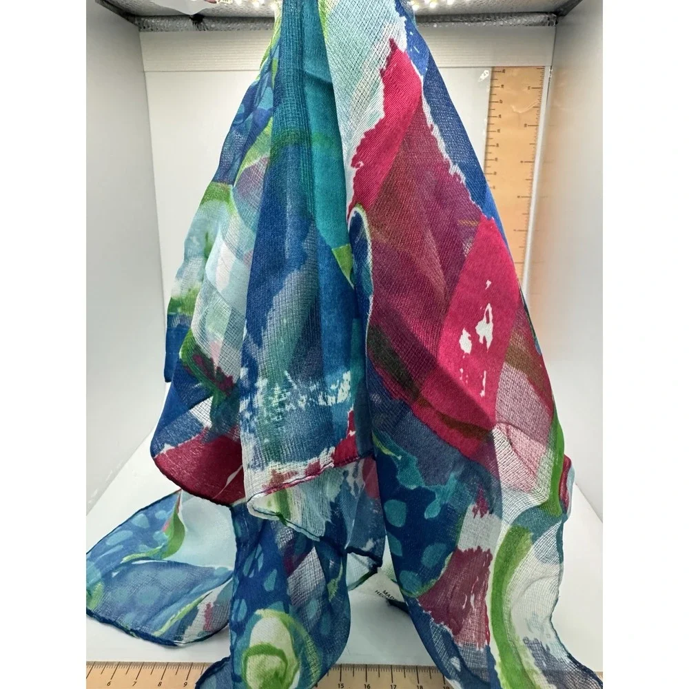 Colorful Sheer Floral Scarf Made‎ In Italy 20
